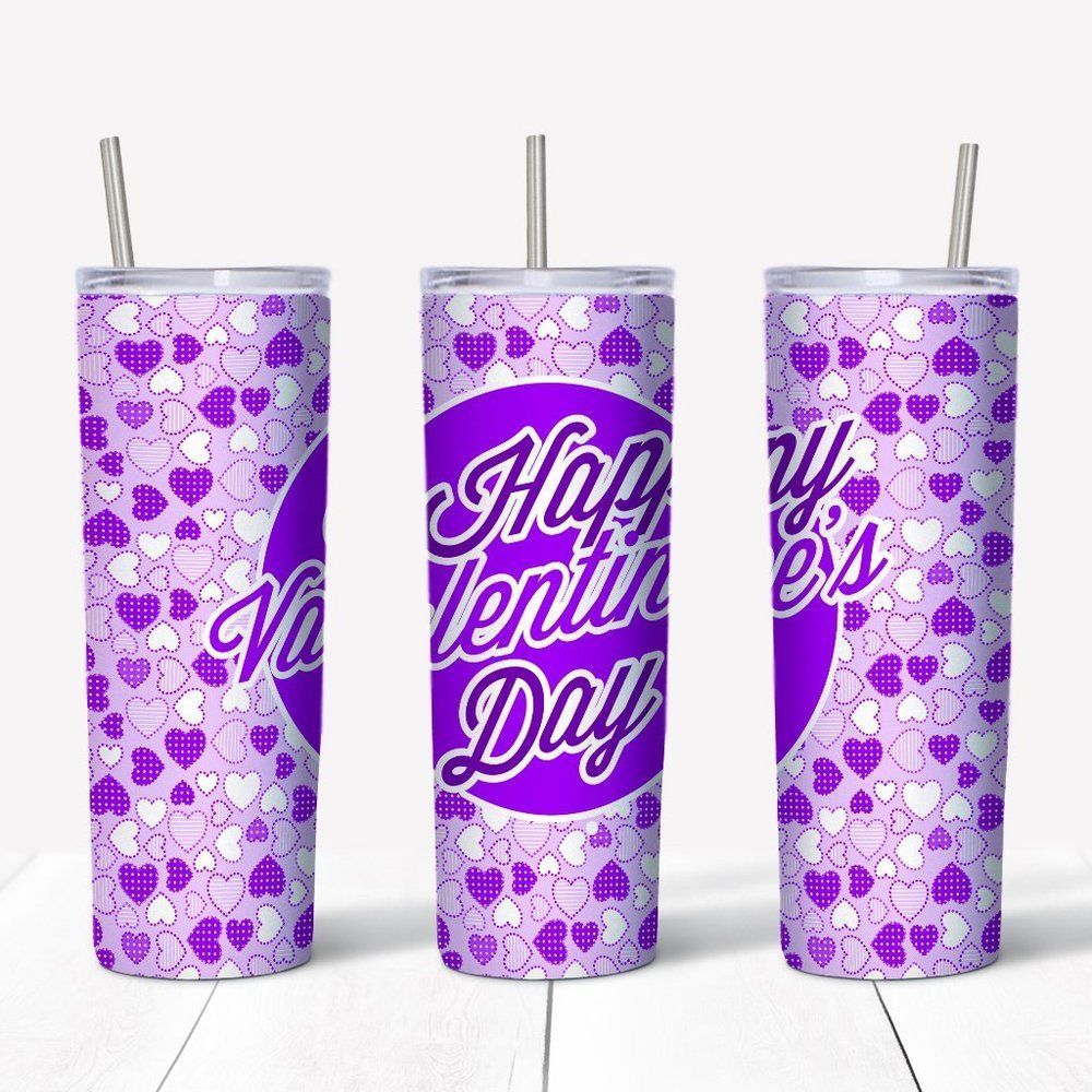 Custom 20oz purple Valentines Day tumbler!